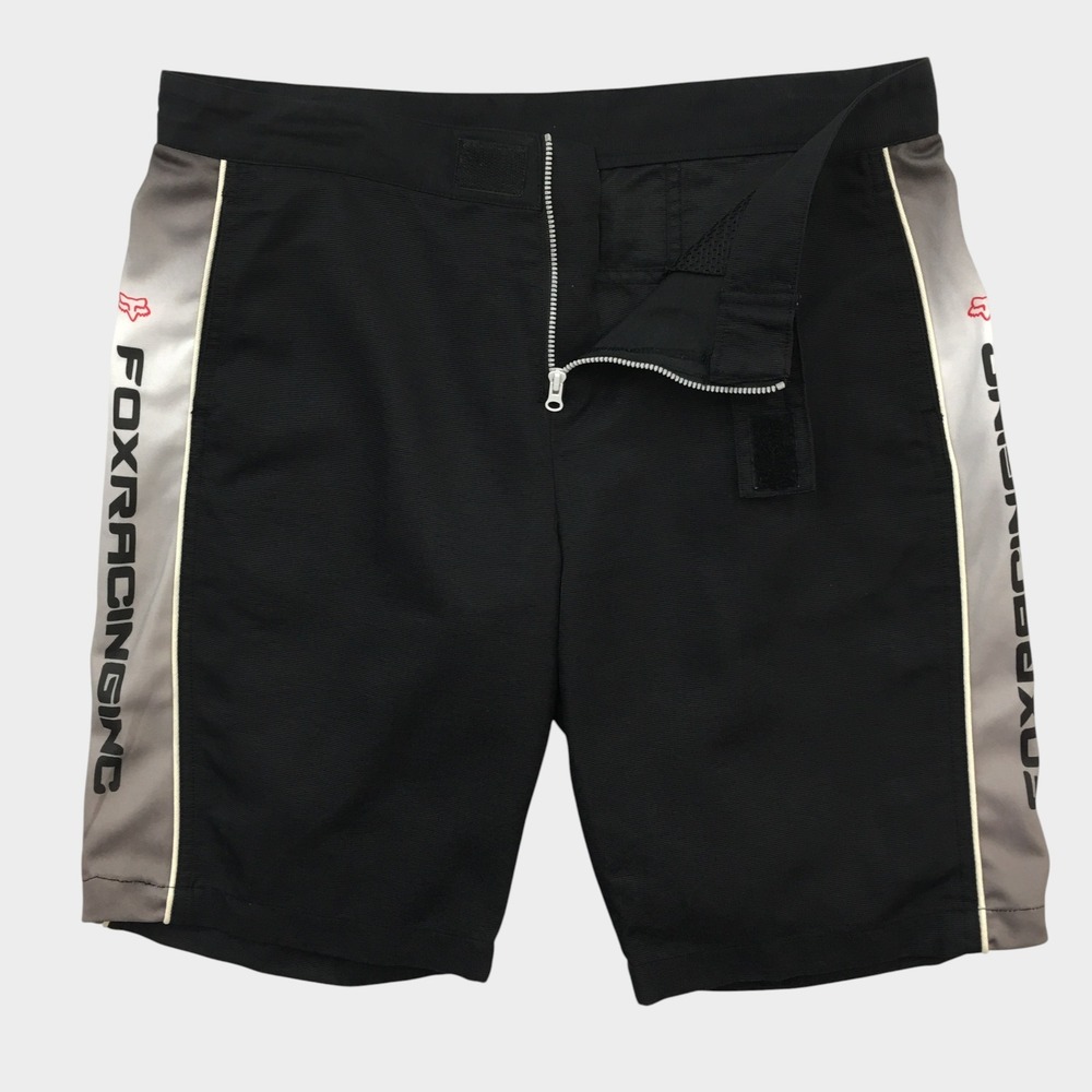 Fox Racing Inc Mens Board Shorts Black Grey Side Stripe Riding Trunks Size 32